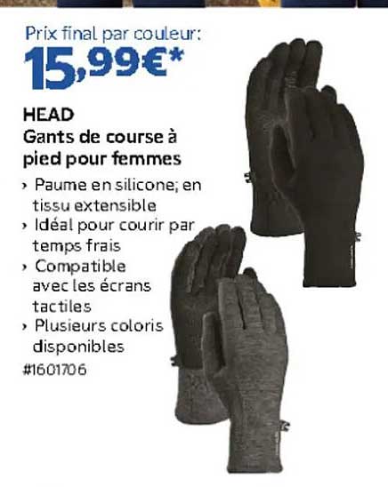 HEAD Gants de course à pied pour femmes