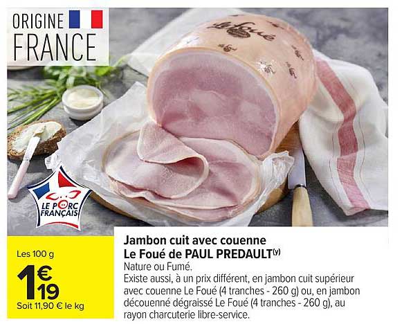 Jambon cuit avec couenne Le Foué de PAUL PREDAULT(y)