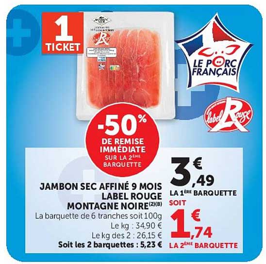 JAMBON SEC AFFINÉ 9 MOIS LABEL ROUGE MONTAGNE NOIRE