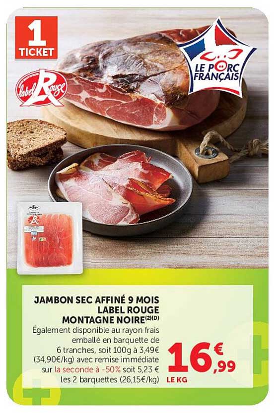 JAMBON SEC AFFINÉ 9 MOIS LABEL ROUGE MONTAGNE NOIRE