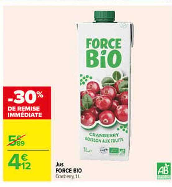 Jus FORCE BIO Cranberry 1L
