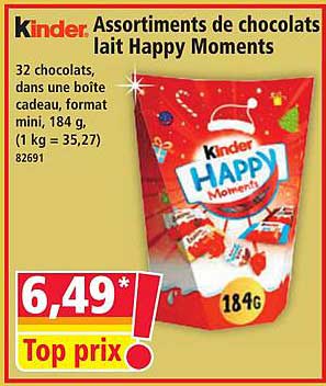 Kinder Assortiments de chocolats lait Happy Moments