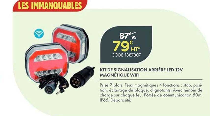 KIT DE SIGNALISATION ARRIÈRE LED 12V MAGNÉTIQUE WIFI