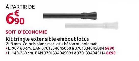 Kit tringle extensible embout lotus