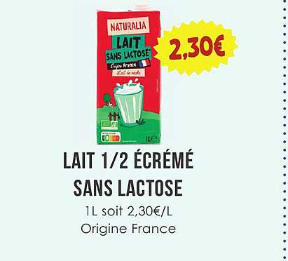 LAIT 1/2 ÉCRÉMÉ SANS LACTOSE