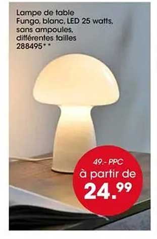 Lampe de table Fungo, blanc, LED 25 watts, sans ampoules, différentes tailles 288495*