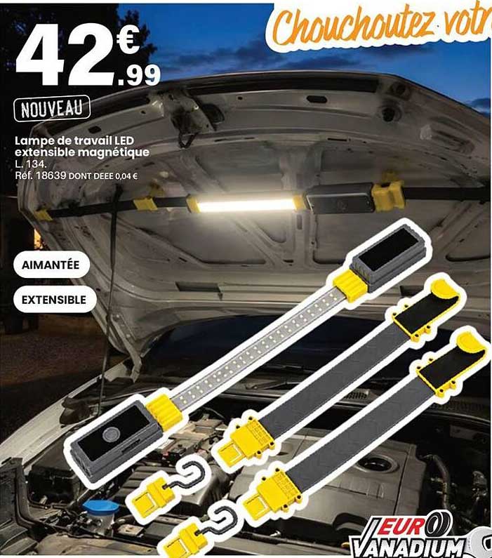 Lampe de travail LED extensible magnétique