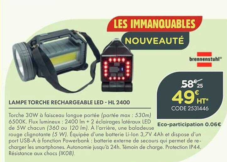 LAMPE TORCHE RECHARGEABLE LED - HL 2400
