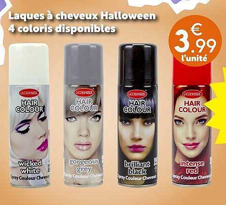 Laques à cheveux Halloween 4 coloris disponibles