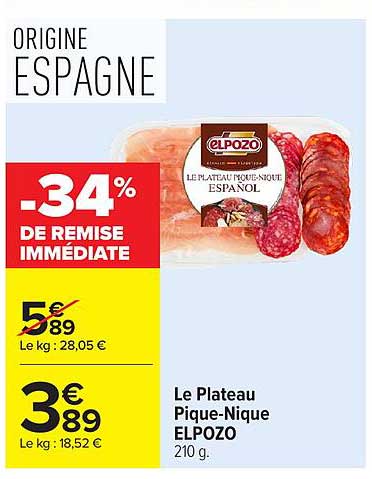 Le Plateau Pique-Nique ELPOZO 210 g.