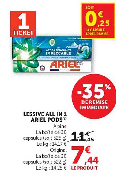 LESSIVE ALL IN 1 ARIEL PODS(A) Alpine