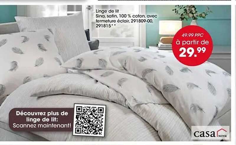 Linge de lit Sing, satin, 100 % coton, avec fermeture éclair, 291809-00, 291815**