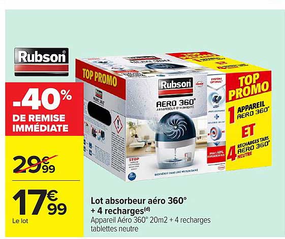 Lot absorbeur aéro 360° + 4 recharges
