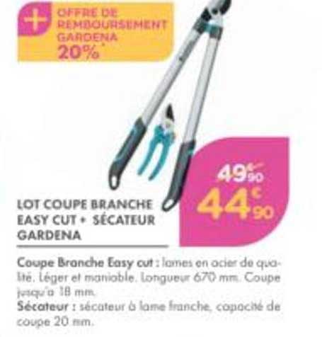 LOT COUPE BRANCHE EASY CUT + SÉCATEUR GARDENA