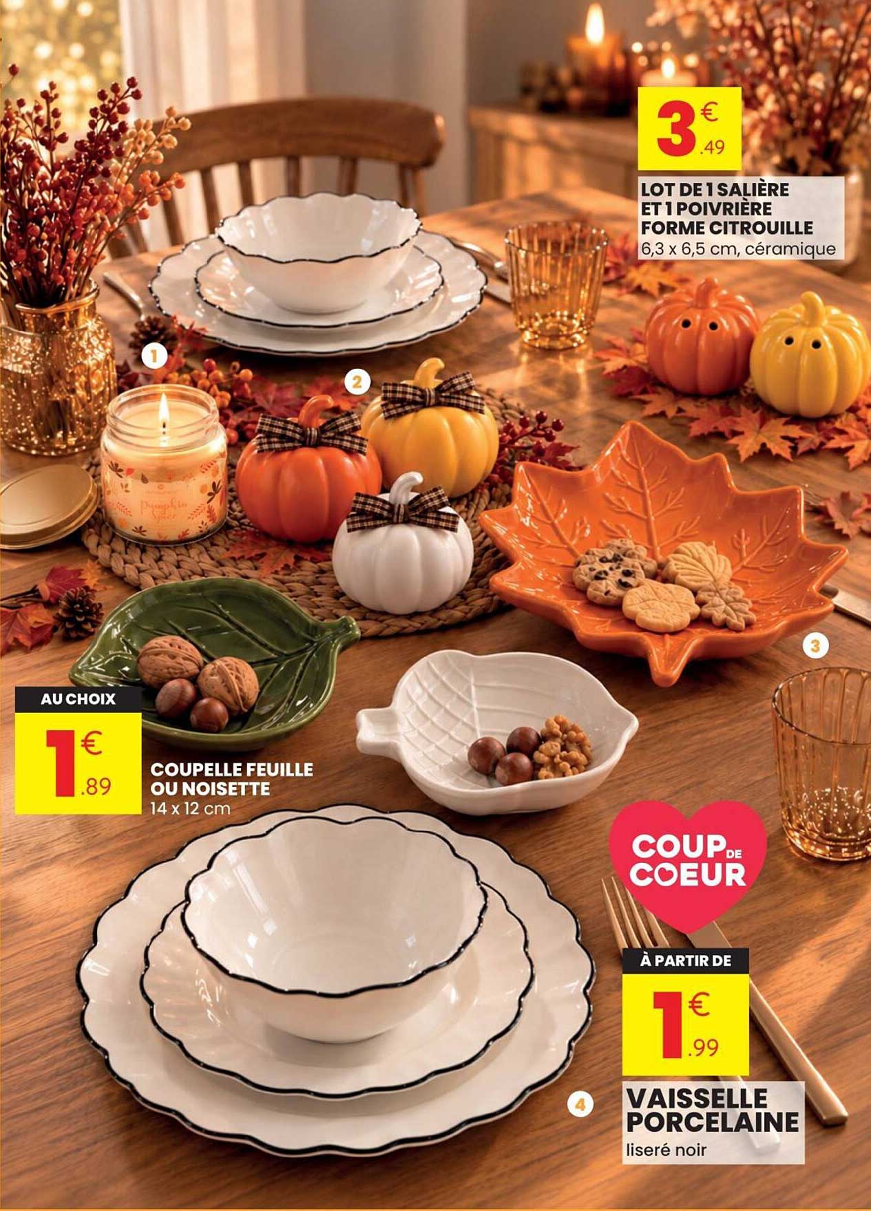 LOT DE 1 SALIÈRE ET 1 POIVRIÈRE FORME CITROUILLE