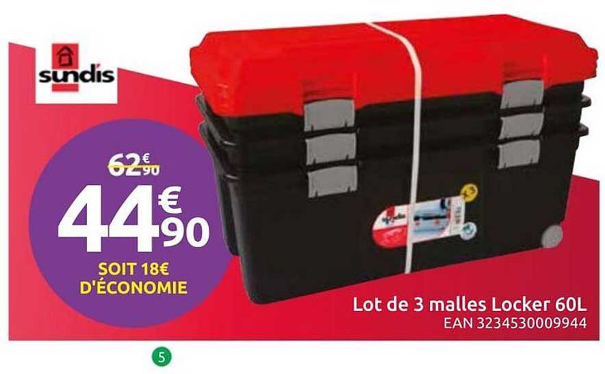 Lot de 3 malles Locker 60L