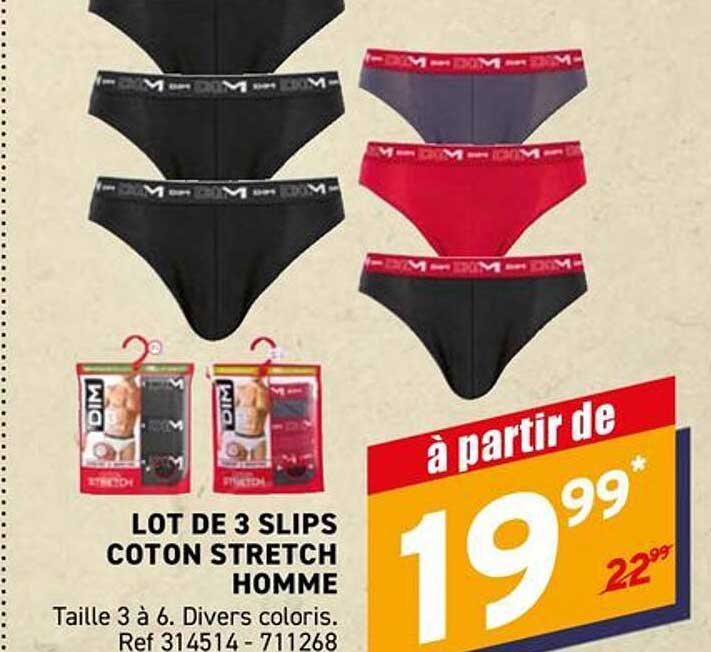 LOT DE 3 SLIPS COTON STRETCH HOMME