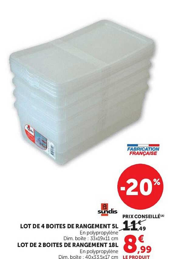LOT DE 4 BOITES DE RANGEMENT 5L