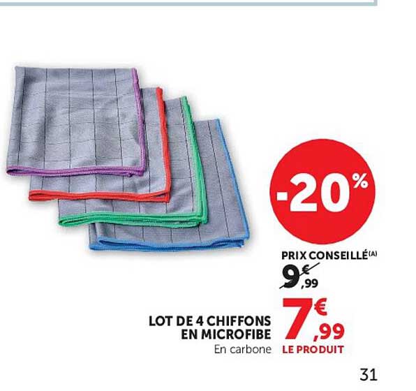LOT DE 4 CHIFFONS EN MICROFIBE
En carbone