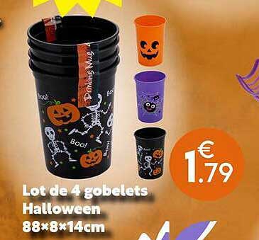 Lot de 4 gobelets Halloween 88×8×14cm