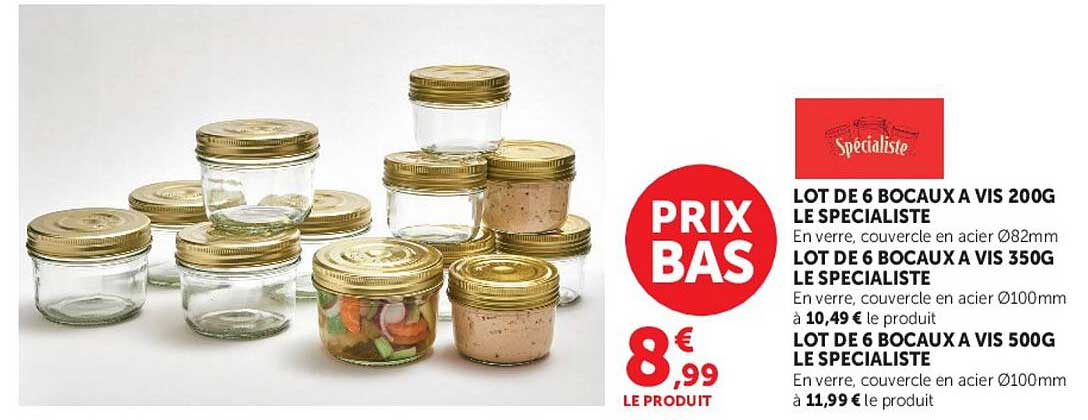LOT DE 6 BOCAUX A VIS 200G LE SPECIALISTE