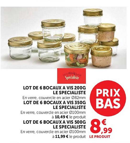 LOT DE 6 BOCAUX A VIS 200G LE SPECIALISTE