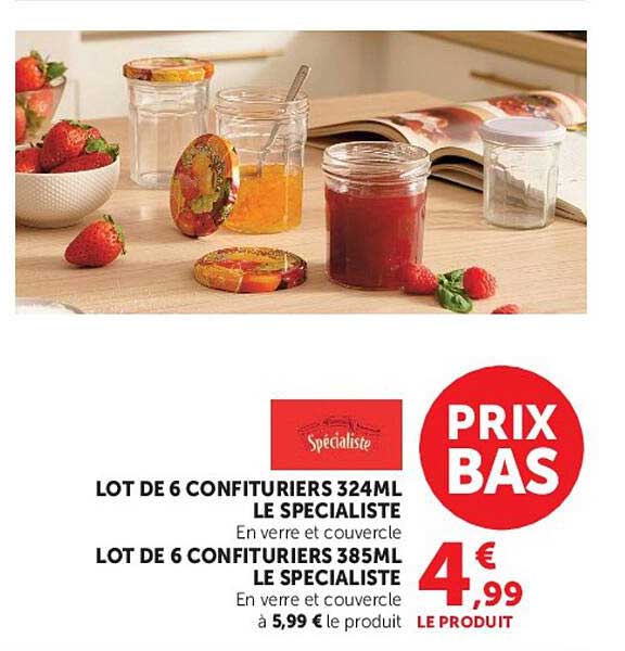 LOT DE 6 CONFITURIERS 324ML LE SPECIALISTE
