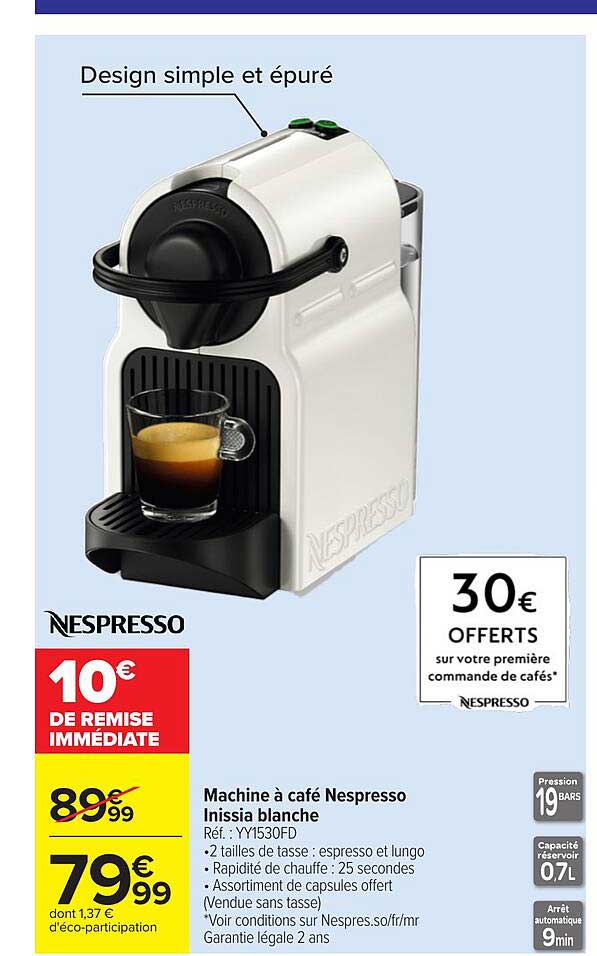 Machine à café Nespresso Inissia blanche