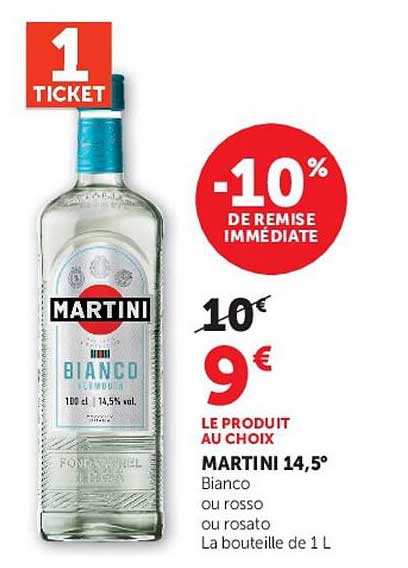 MARTINI 14,5° Bianco ou rosso ou rosato La bouteille de 1 L