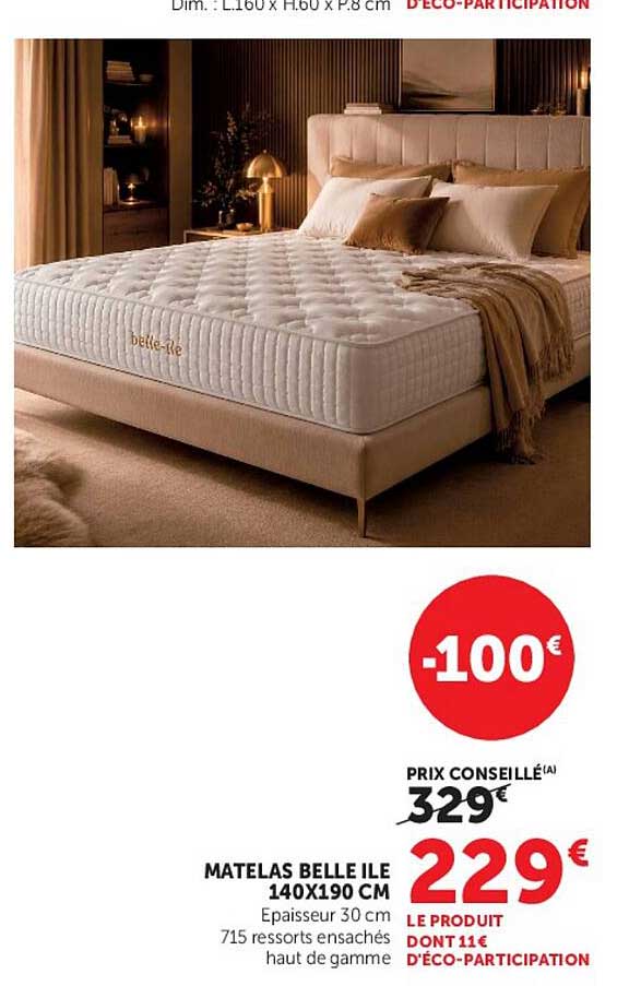 MATELAS BELLE ILE 140X190 CM