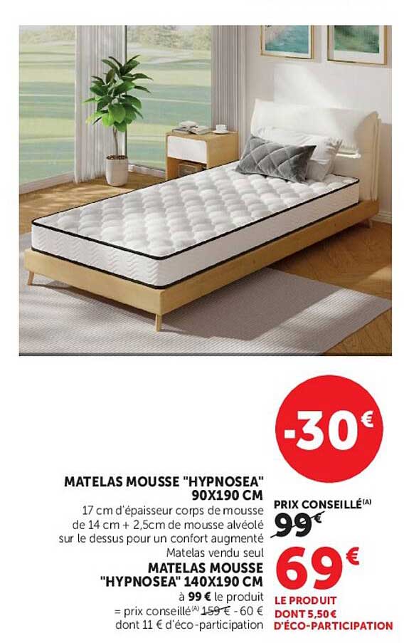 MATELAS MOUSSE "HYPNOSEA" 90X190 CM