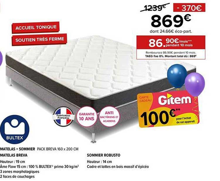MATELAS + SOMMIER PACK BREVA 160 x 200 CM