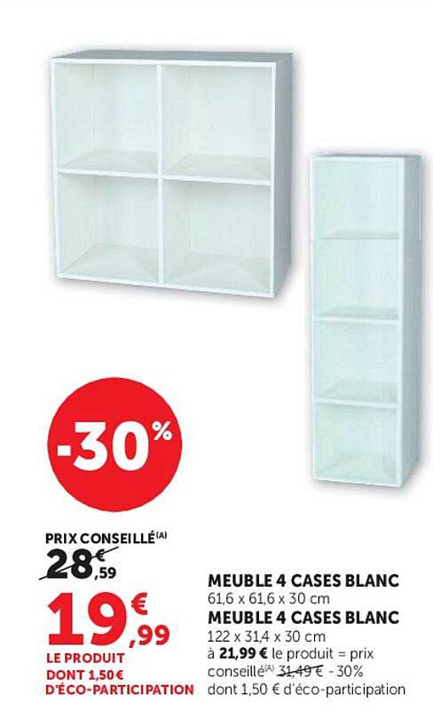 MEUBLE 4 CASES BLANC