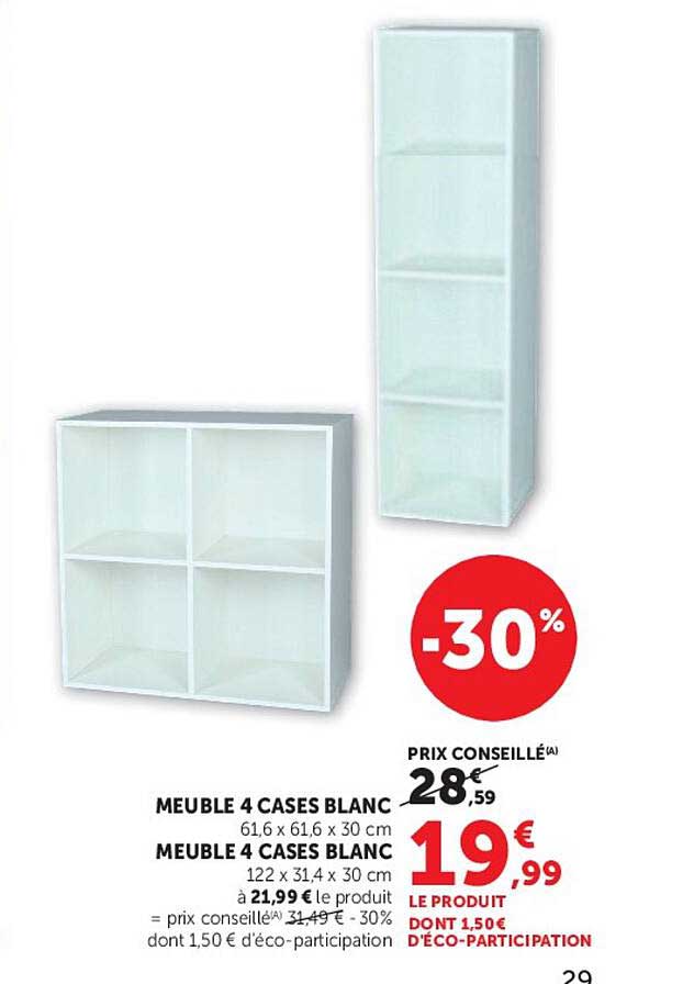 MEUBLE 4 CASES BLANC