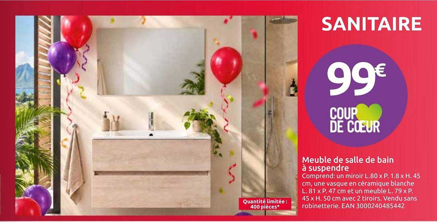 Meuble de salle de bain à suspendre