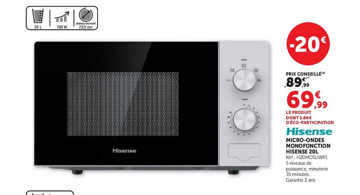 Micro-ondes monofonction Hisense 20L