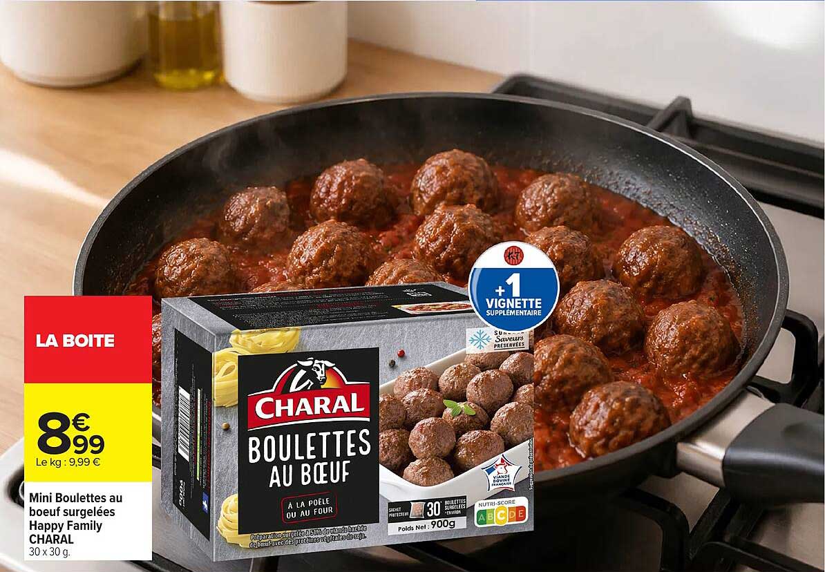 Mini Boulettes au boeuf surgelées Happy Family CHARAL