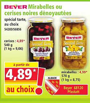 Mirabelles ou cerises noires dénoyautées