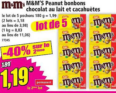 M&M'S Peanut bonbons chocolat au lait et cacahuètes