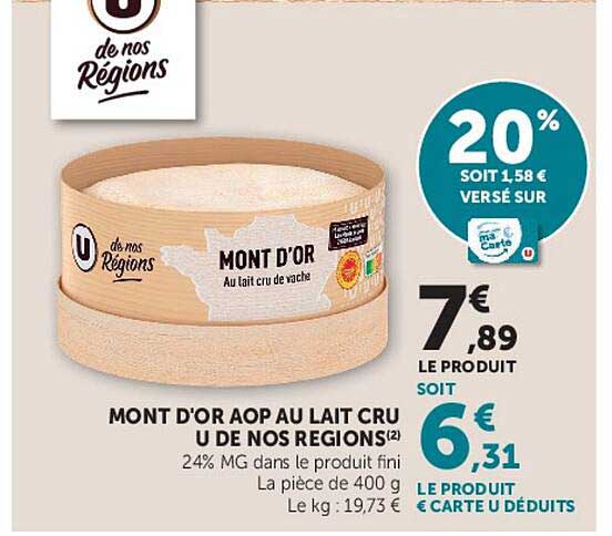 MONT D’OR AOP AU LAIT CRU U DE NOS REGIONS
