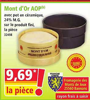 Mont d'Or AOP(b) avec pot en céramique, 24% M.G. sur le produit fini, la pièce 32498