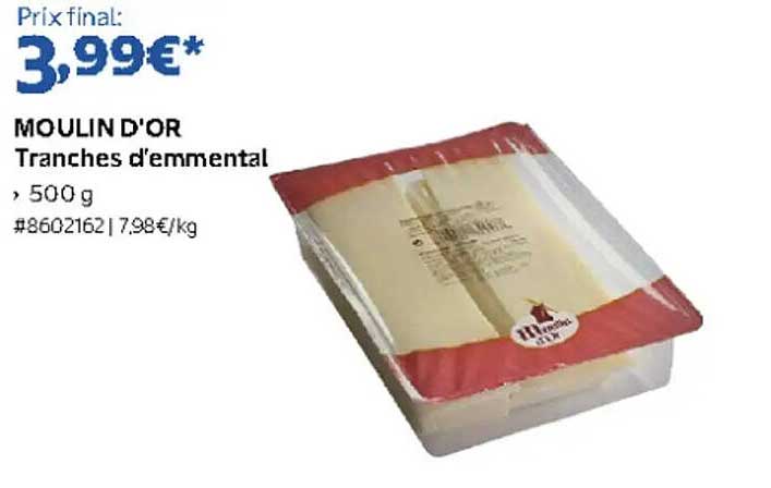 MOULIN D'OR Tranches d'emmental, 500 g