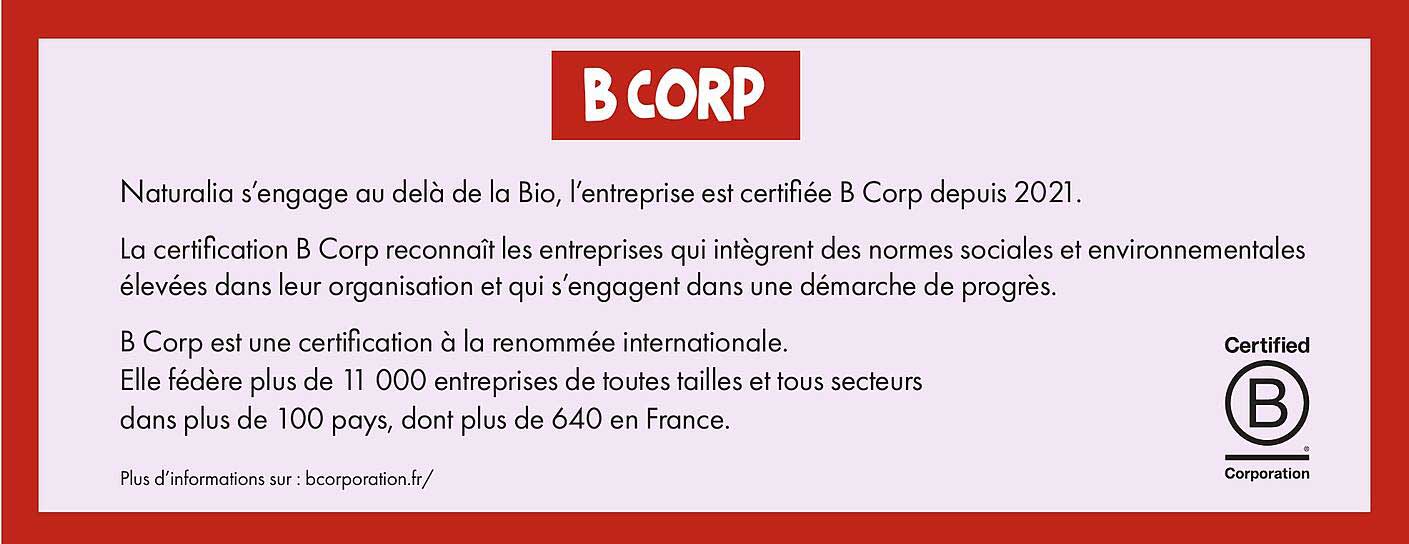 Naturalia s'engage au delà de la Bio, l’entreprise est certifiée B Corp depuis 2021.
