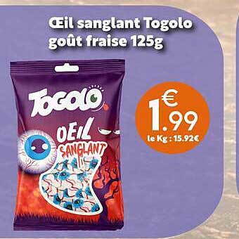 Œil sanglant Togolo goût fraise 125g