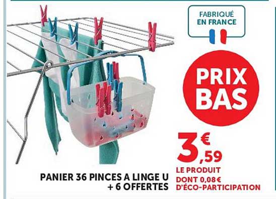 PANIER 36 PINCES A LINGE U + 6 OFFERTES