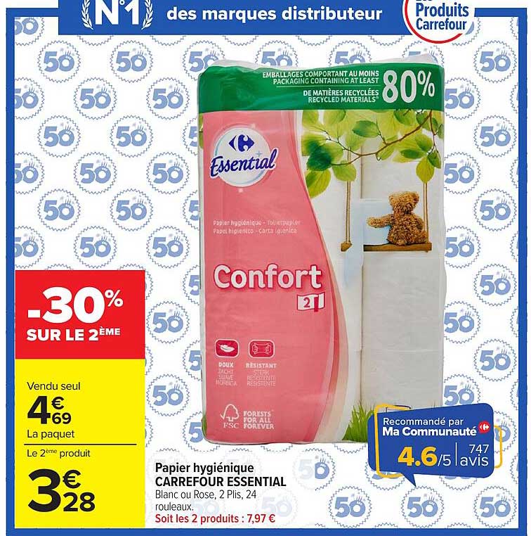 Papier hygiénique CARREFOUR ESSENTIAL