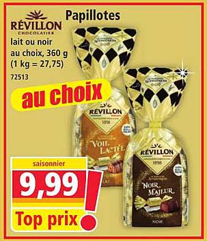 Papillotes lait ou noir au choix, 360 g (1 kg = 27,75)