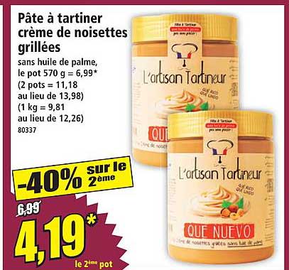 Pâte à tartiner crème de noisettes grillées