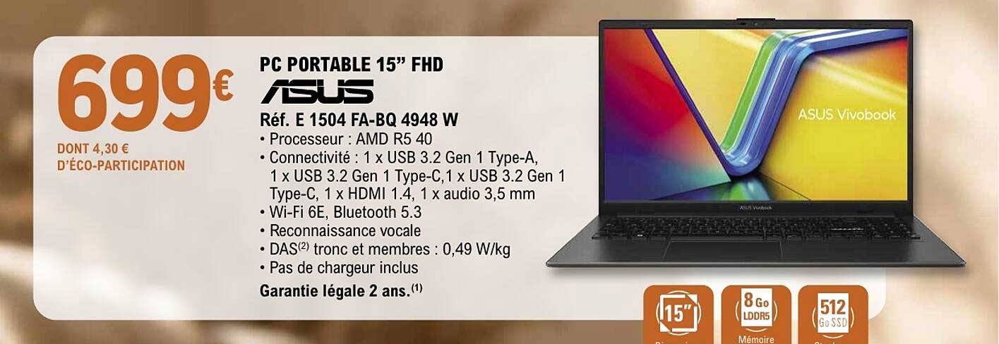 PC PORTABLE 15” FHD ASUS