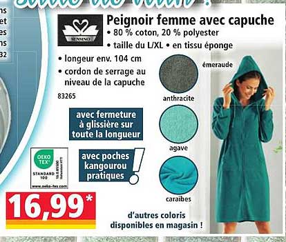 Peignoir femme avec capuche